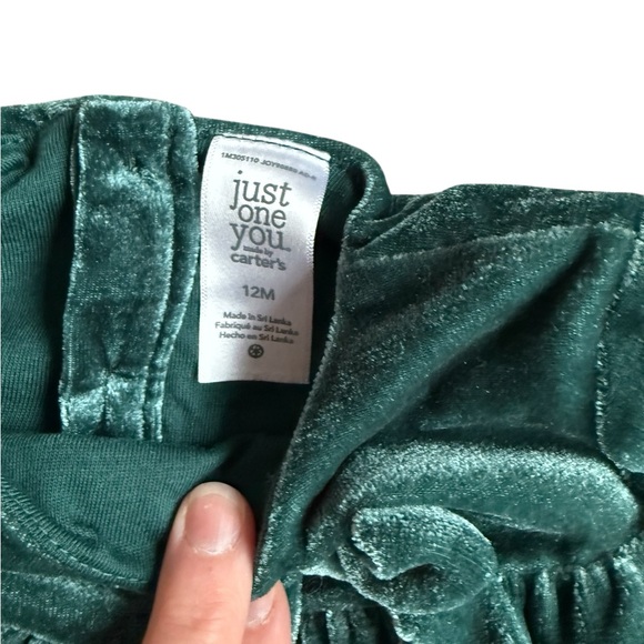 Carter's Emerald Velvet Baby Dress with Bloomers - Picture 5 of 9